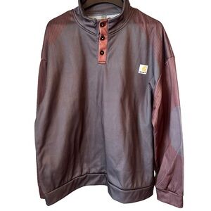 Carhartt men’s long sleeved button shirt. Brown with orange accents. XL